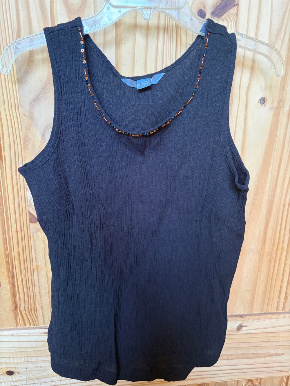 Koret Black Beaded Neck Tank Top